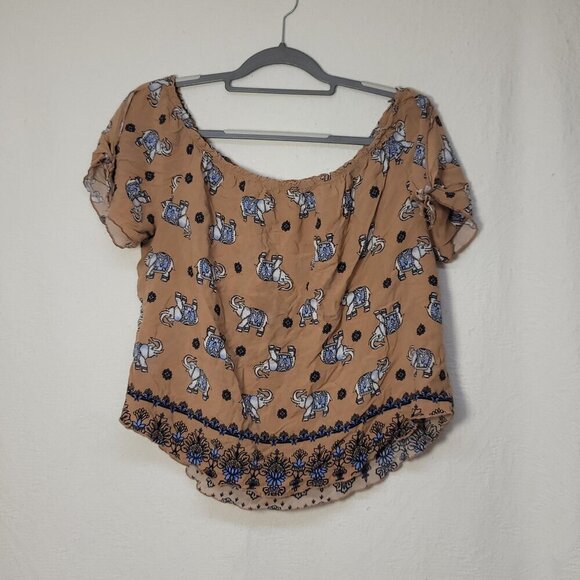 Love Tops - 832. Love J Short Sleeve Blouse Brown Sz XL